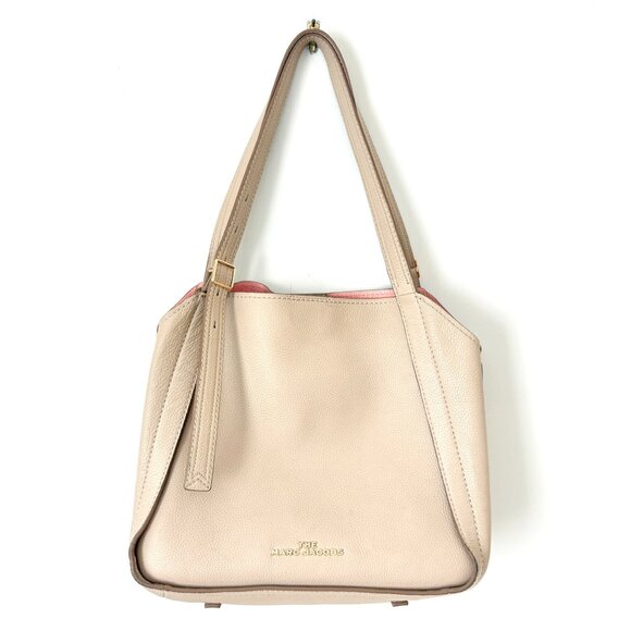 Marc Jacobs Director Large Tote Shoulder Bag Calf Leather Beige - Picture 1 of 12